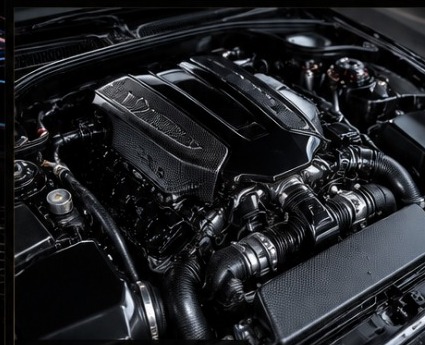 Detailed engine bay of a luxury vehicle